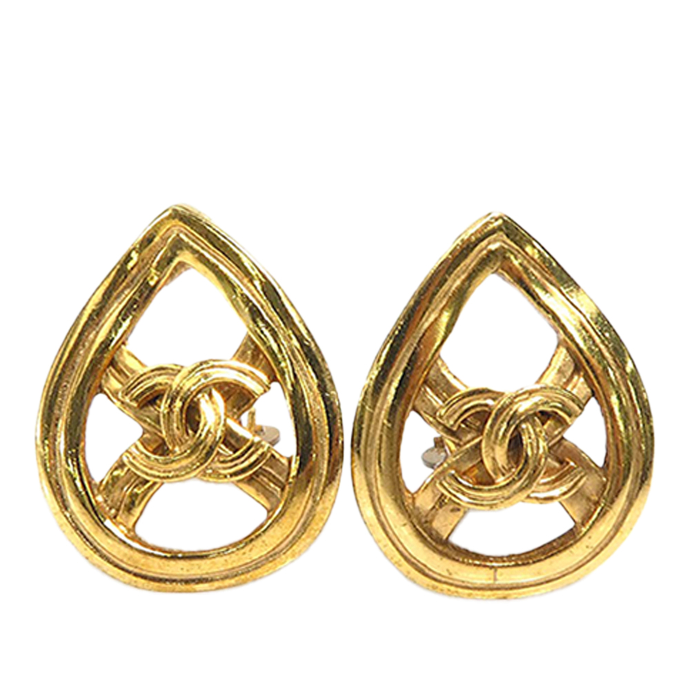 Pre-Loved Chanel CC Gold Plated Teardrop Clip On Earrings
